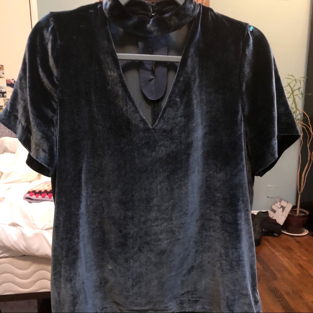 Madewell Velvet Choker Top in grey size small